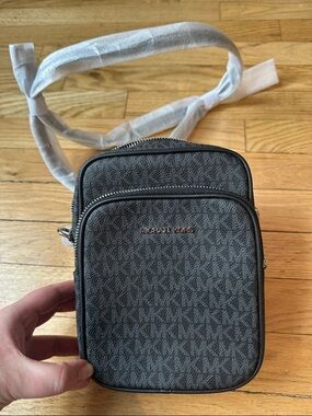 Michael Kors Black MK Monogram Crossbody Messenger Bag